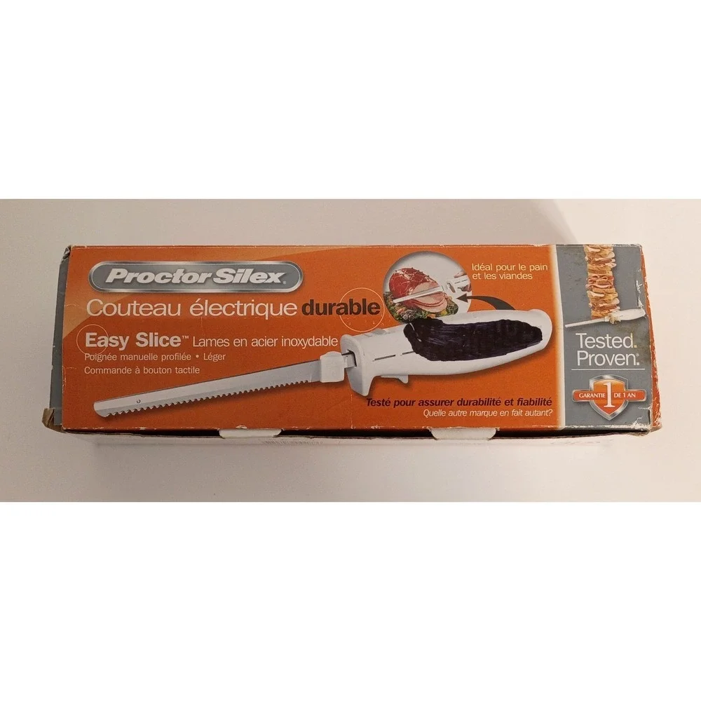 Proctor Silex Durable Electric Knife 74311Y Easy Slice Stainless Steel Blade/BOX